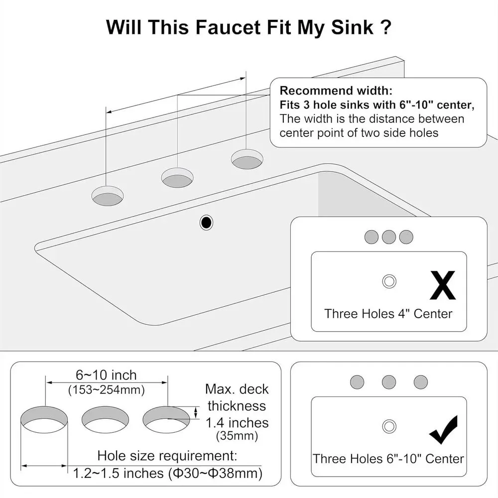 Derengge 8 Inch Two-Handle Widespread Bathroom Faucet with Pop up Drain, Brushed